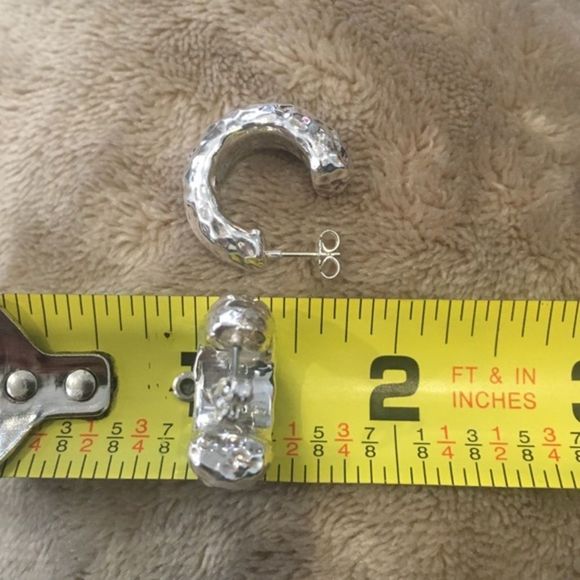 SIMON SEBBAG SSD Hammered Sterling Silver Hoops 925 Earrings - Picture 8 of 10